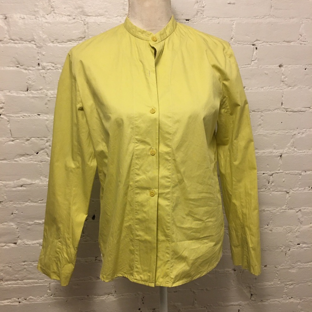 Eileen Fisher round collar cotton top citron yellow small